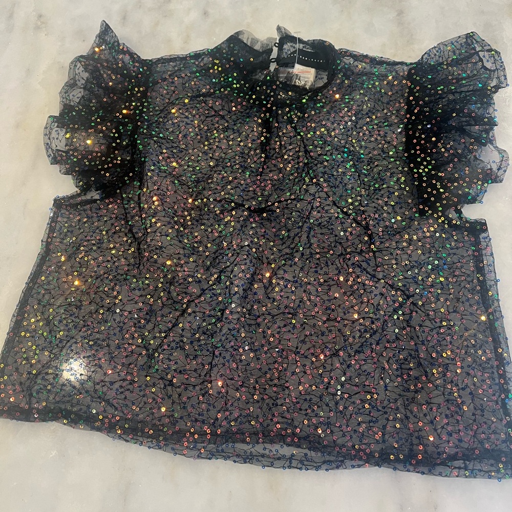 know one cares lace sequin top
